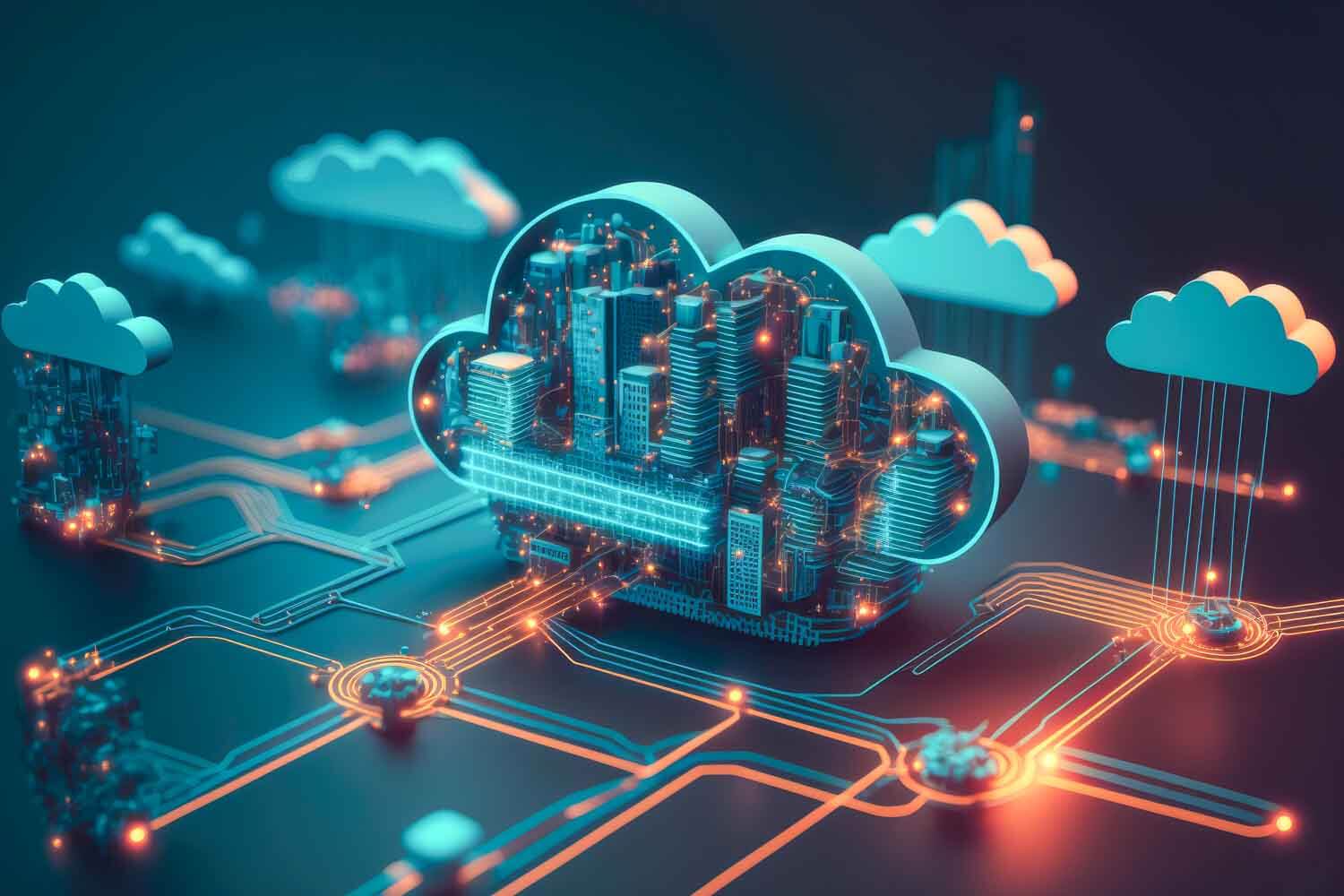 Cloud computing technology concept. Futuristic illustration. Cloud computing technology concept. Futuristic illustration.