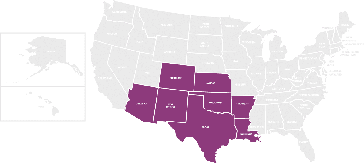 STR-US-Map-South-Central South central part of the U.S. map