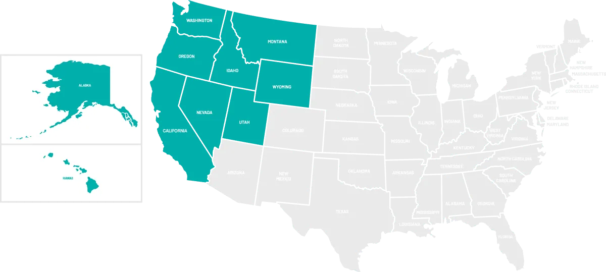 STR-US-Map-West Western part of the U.S. map