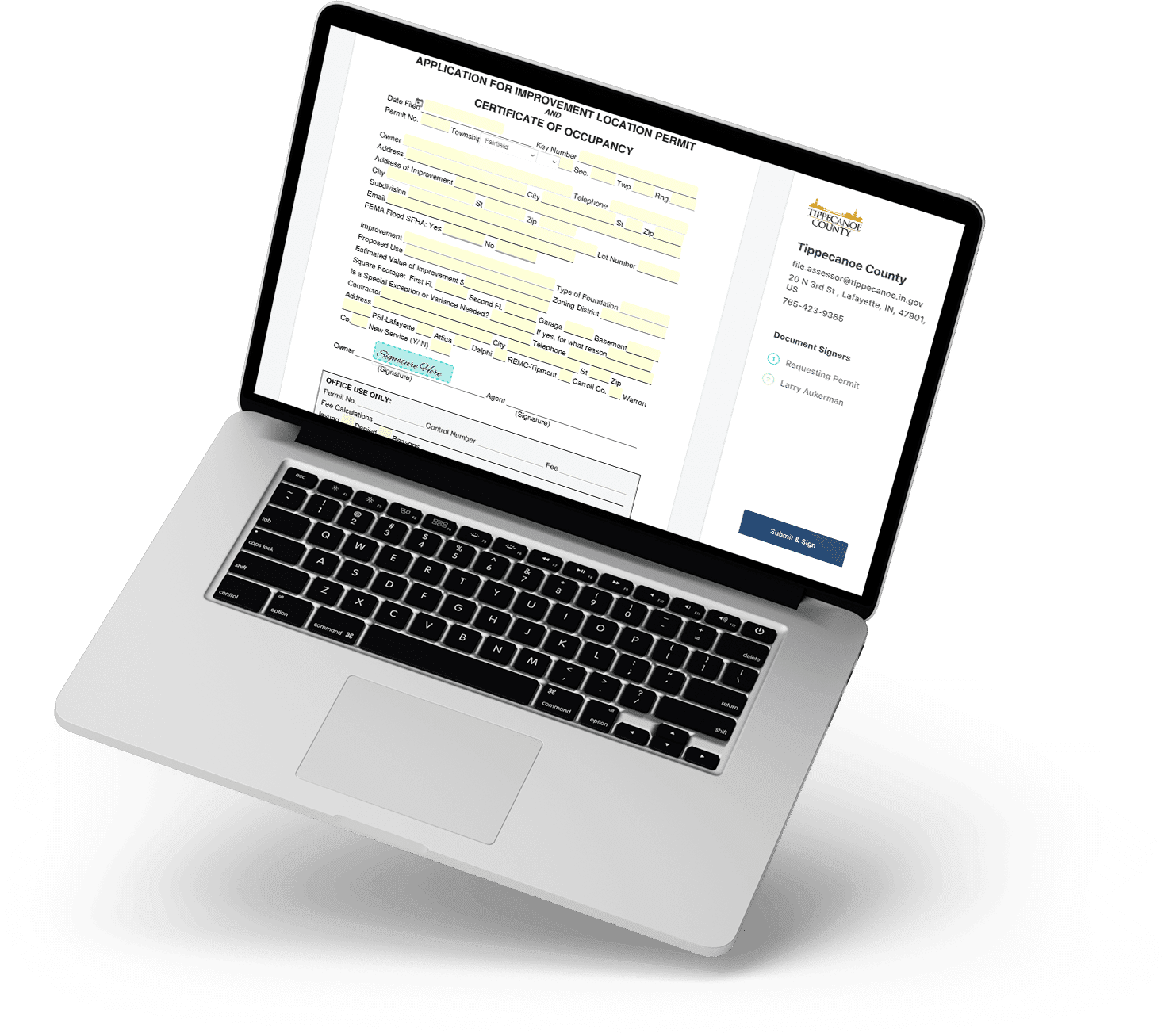 Application Studio screenshot in a floating laptop. Application Studio screenshot in a floating laptop.