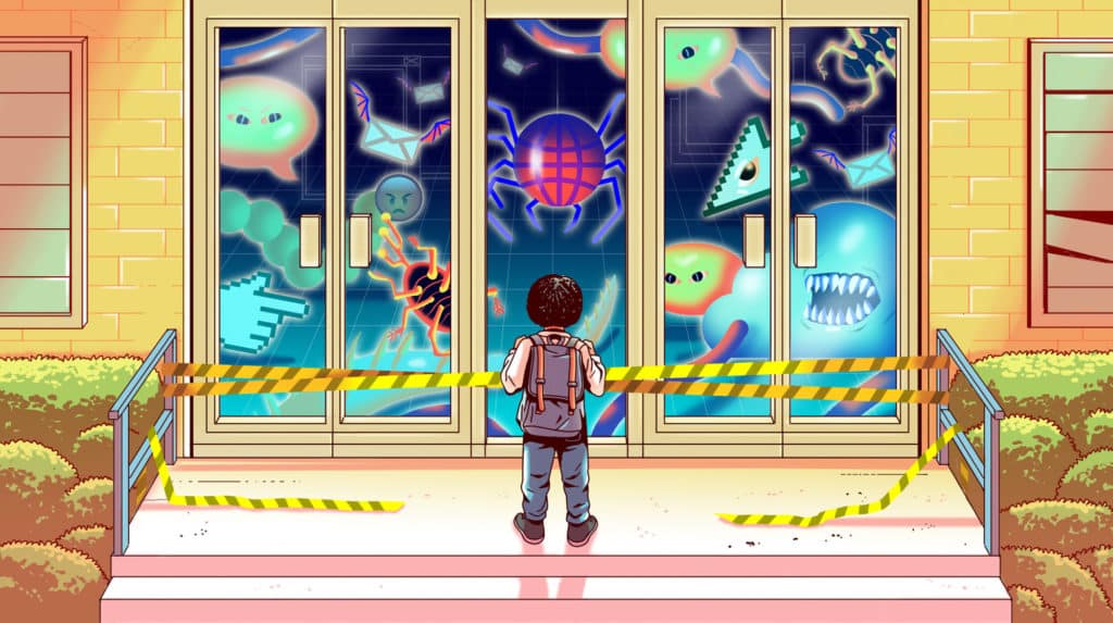 Parents who were already struggling during the pandemic have had to deal with ransomware attacks on schools. Image by Glenn Harvey / for NBC News