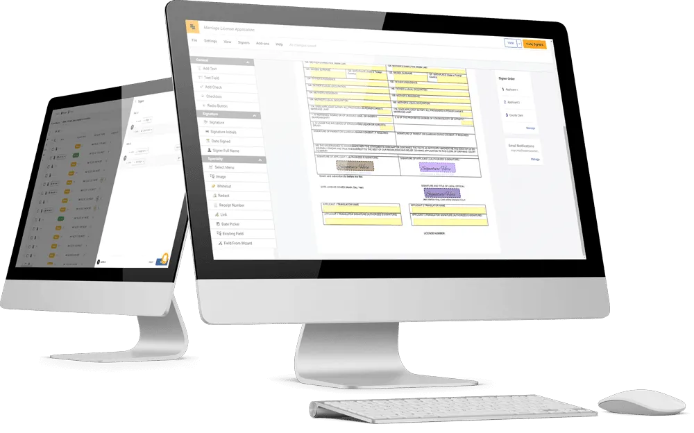 Application Studio on two desktop monitors