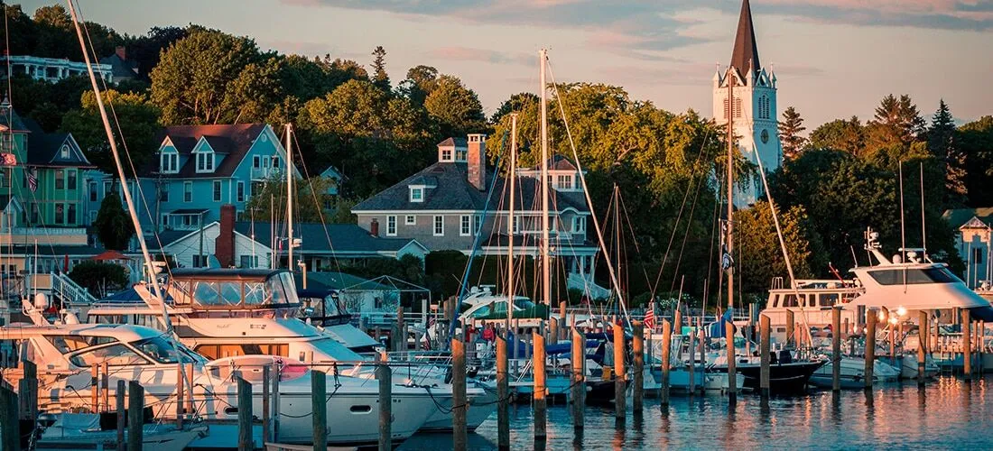 A view of the marina at Mackinac Island in Michigan
