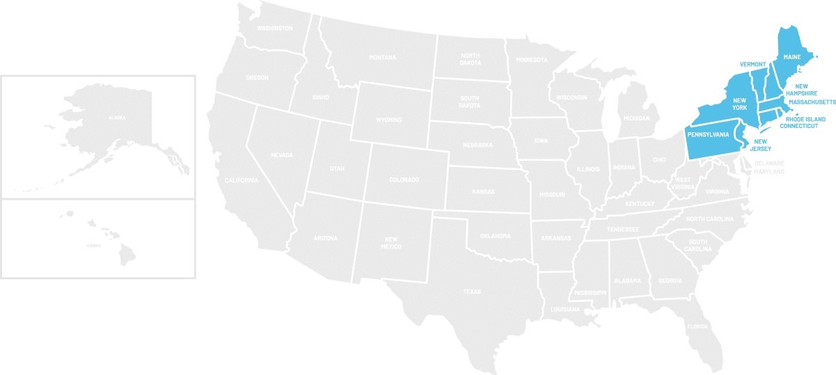 STR-US-Map-Northeast Northeast region of the U.S. map
