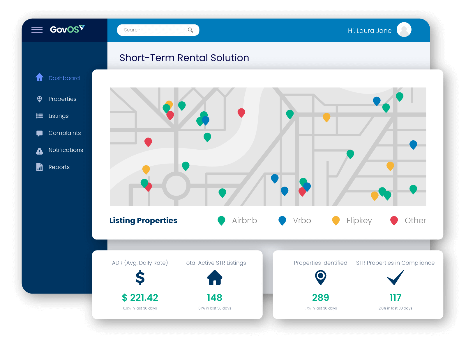 Short-Term Rental dashboard mock product Short-Term Rental dashboard mock product