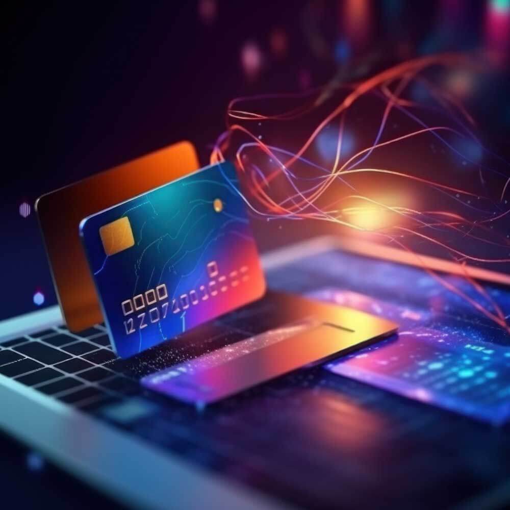 Abstract Credit Cards On Circuit Board