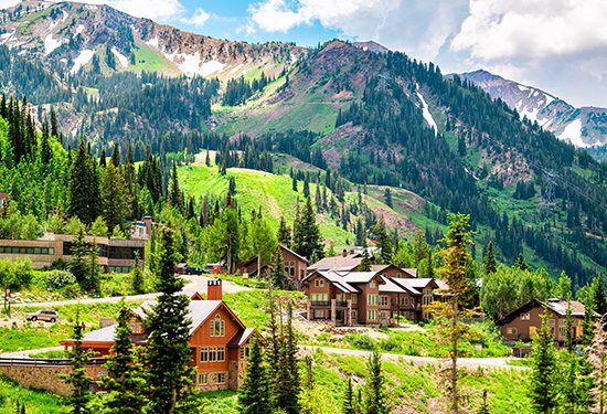 A small ski resort town village in Albion Basin, Utah A small ski resort town village in Albion Basin, Utah