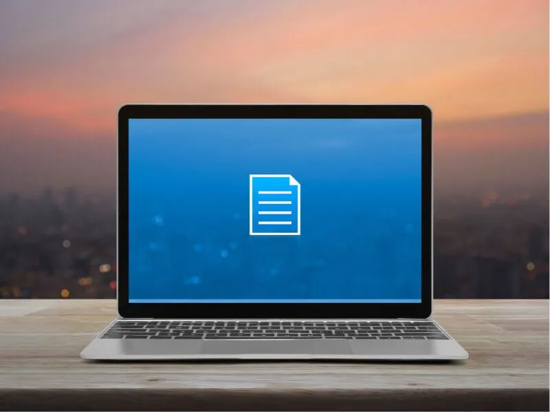 Online file on a laptop