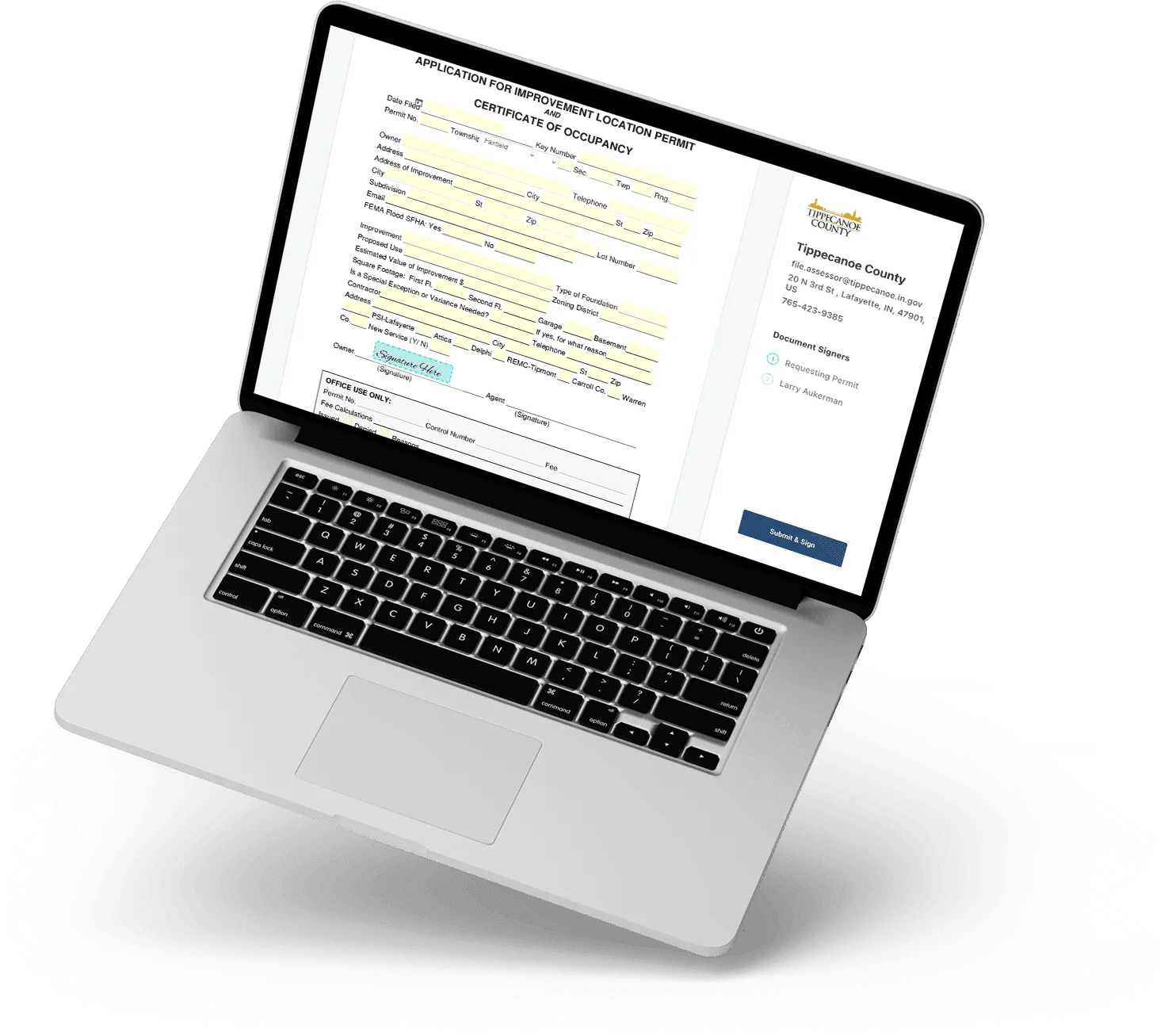 Application Studio screenshot in a floating laptop. Application Studio screenshot in a floating laptop.