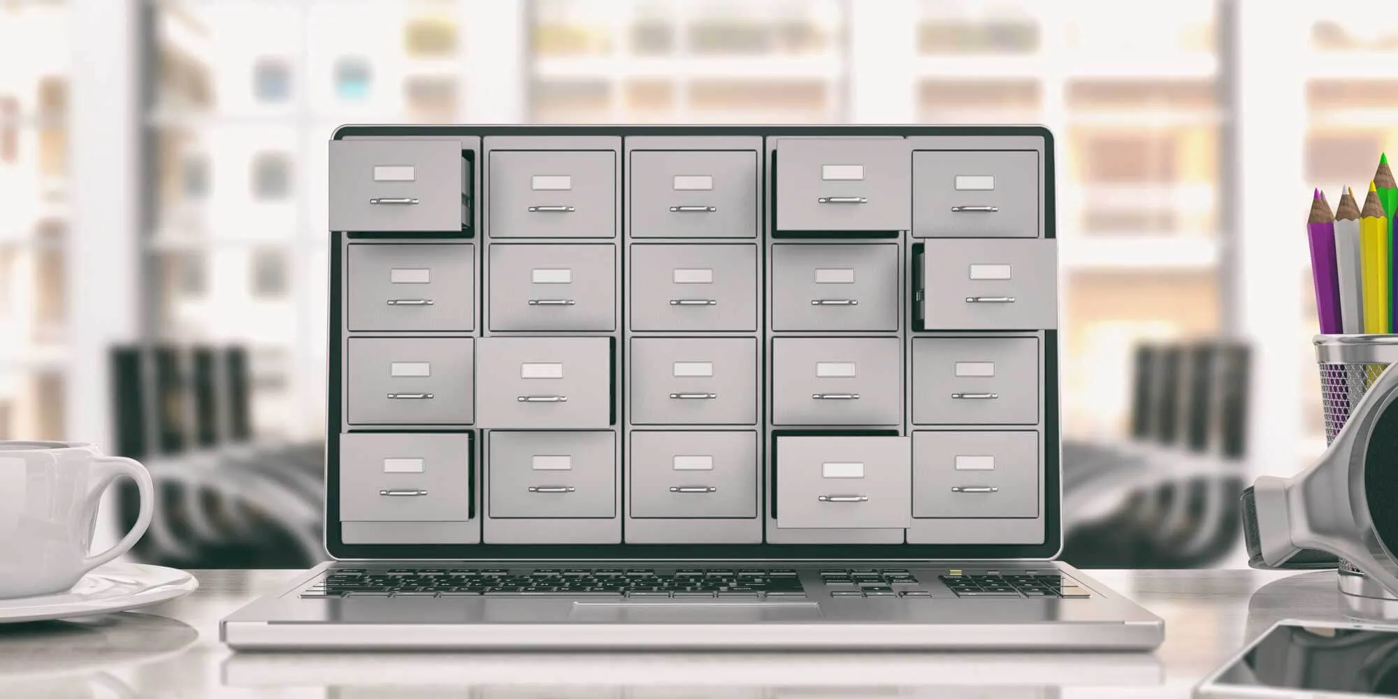 Digital files on a laptop screen