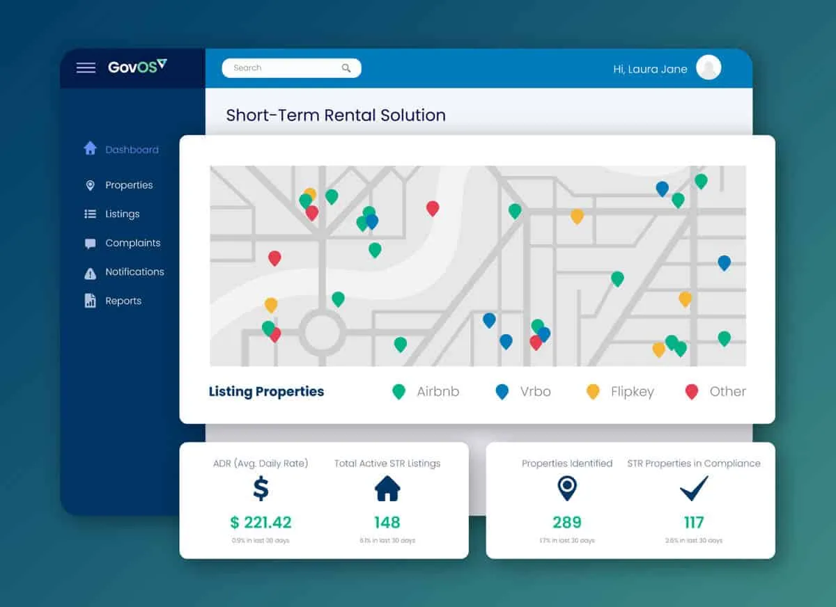 GovOS STR dashboard mockup
