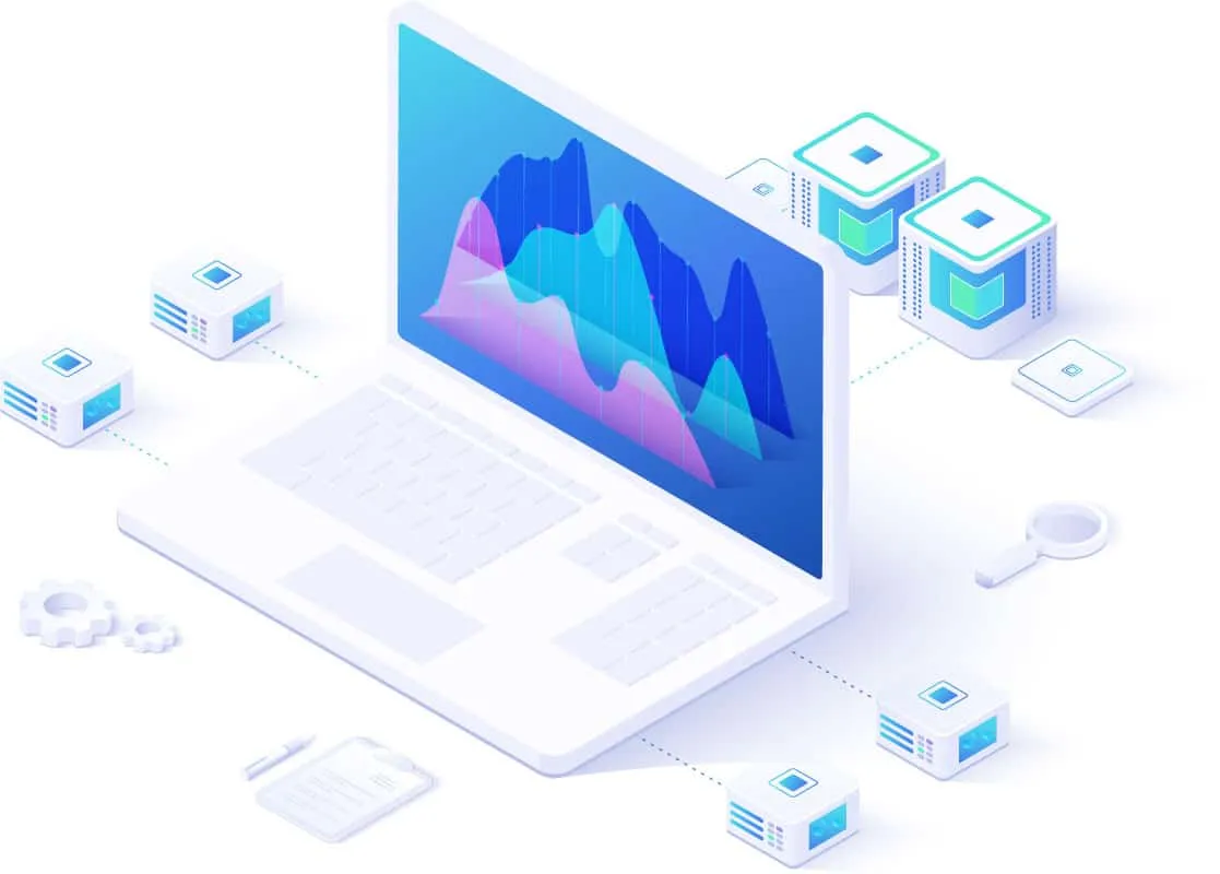 Laptop Analytics isometric design Laptop Analytics isometric design