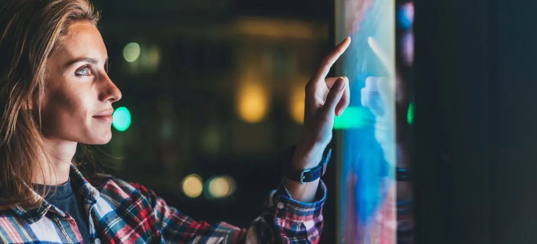 Person using a touch media screen