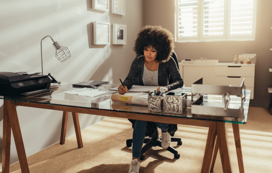 Woman working from home Woman working from home
