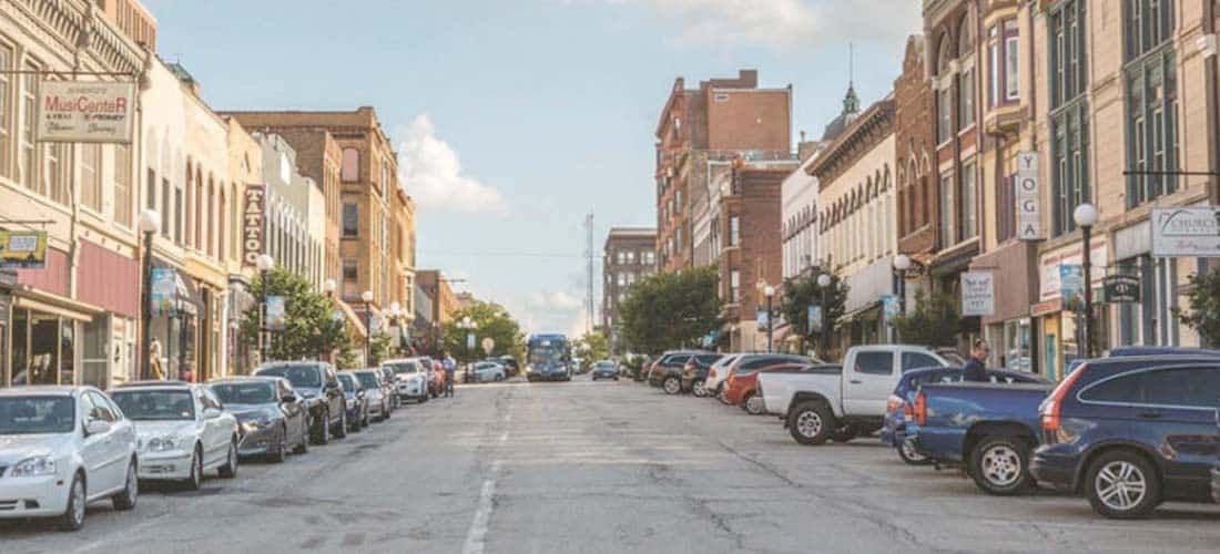 City street in Bloomington, IL