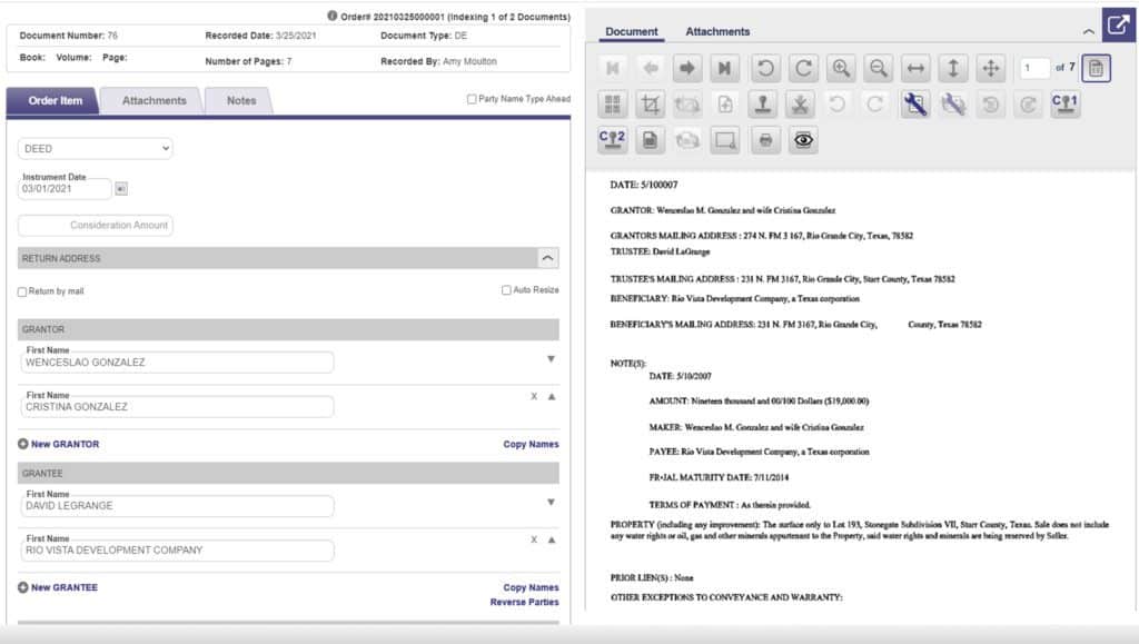 A screenshot of the GovOS Land Records platform performing a government records search
