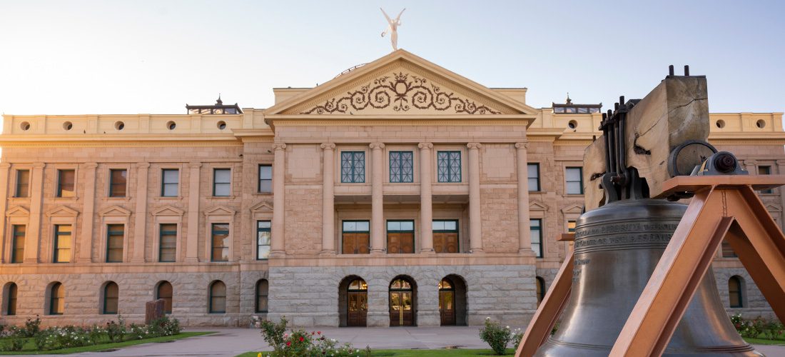 State House and Liberty Bell Front Lawn Arizona Capital Building Phoenix