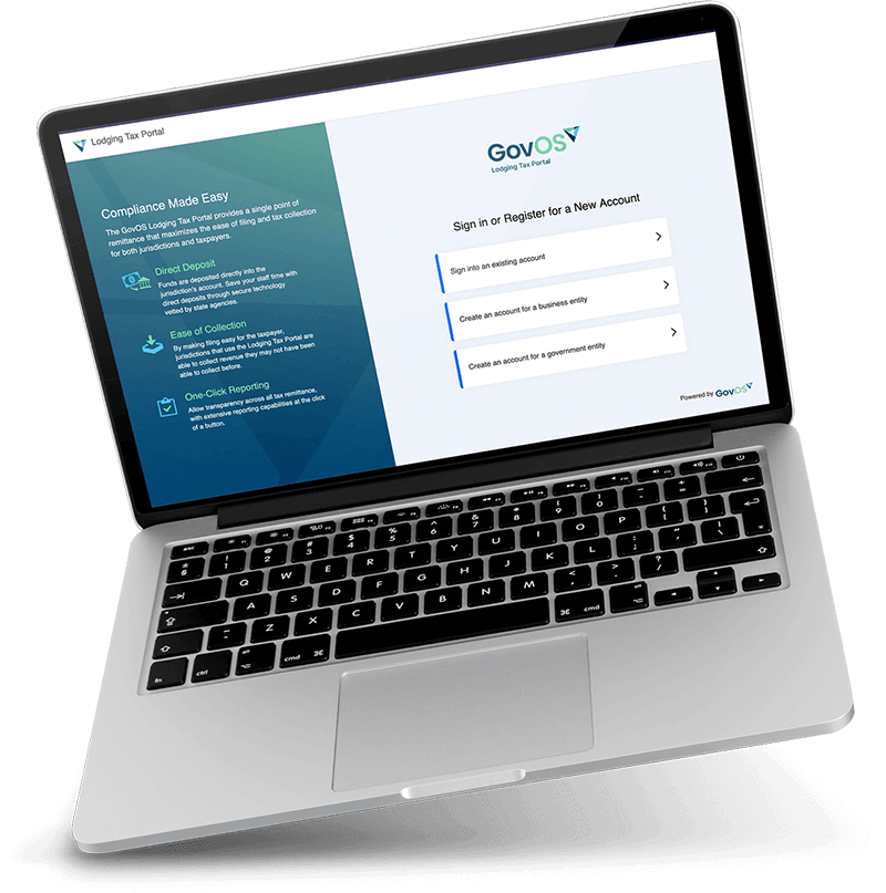 Lodging Tax Portal login dashboard