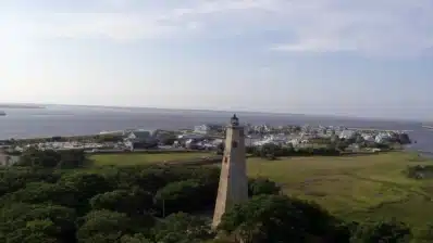 Aerial view of the Village of Bald Head Island, NC Lighthouse