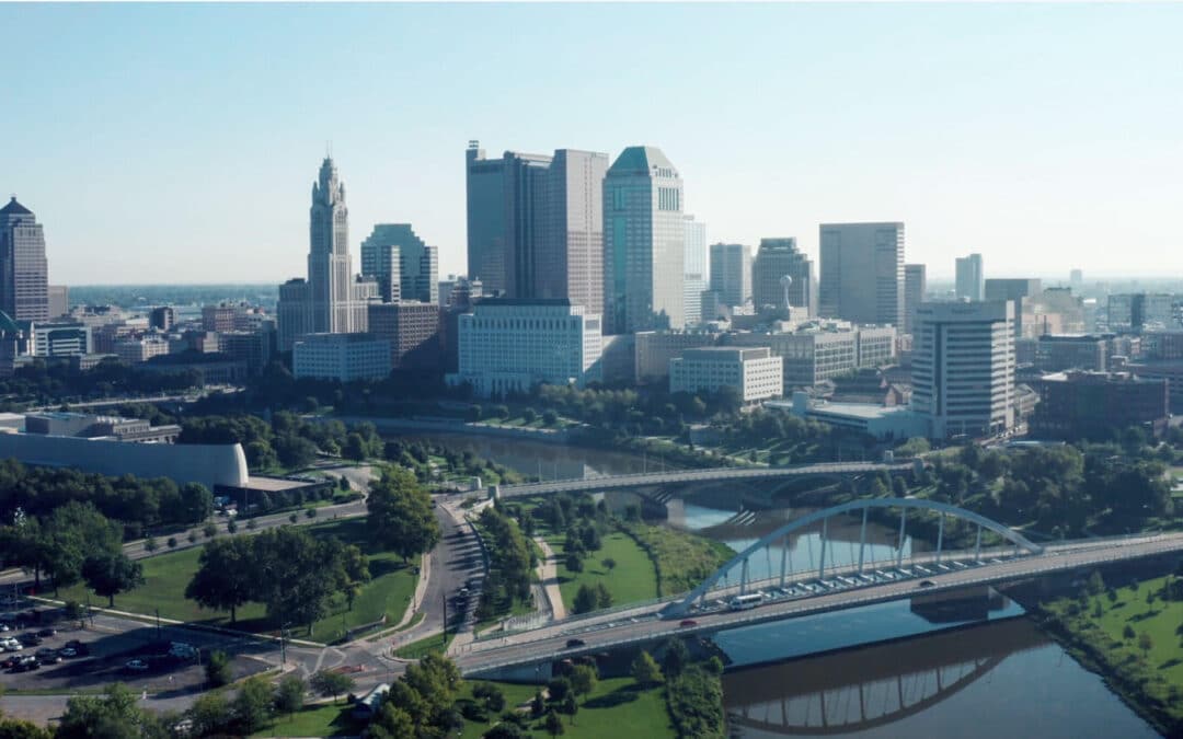Downtown Columbus Oh aerial view