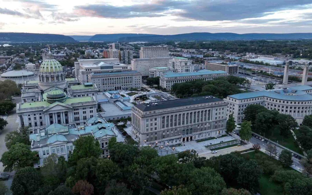 Harrisburg, PA downtown aerial view