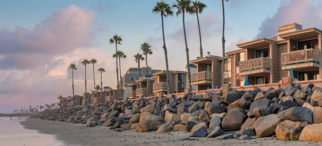 Row of condos off the beach