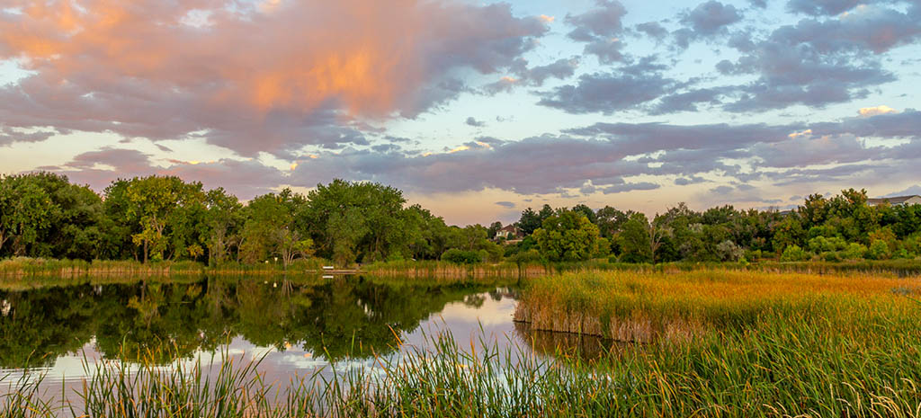 Sunset in the Wheat Ridge Green Belt, along the Clear Creek Trail in Wheat Ridge, Colorado