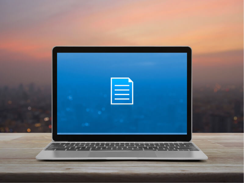 Online file on a laptop